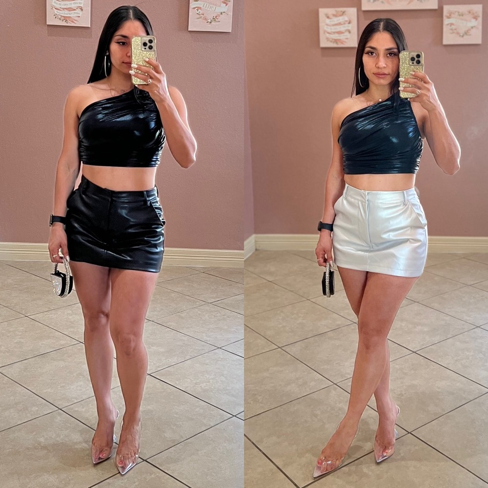 Carolina Faux leather skort -black